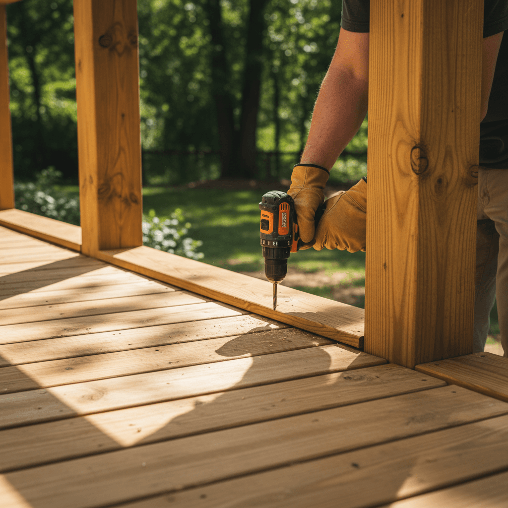 Custom deck construction showing carpentry work and quality lumber