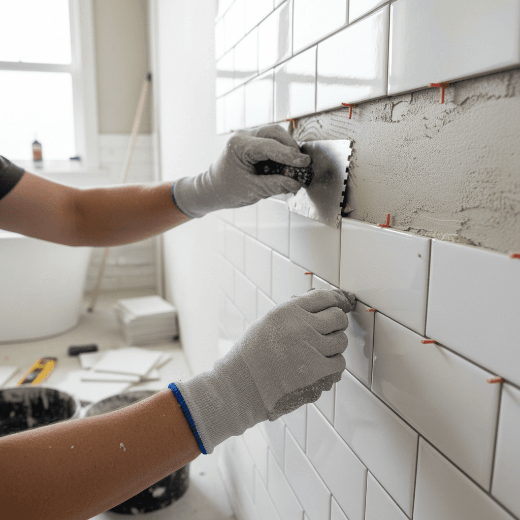 Bathroom tile installation detail